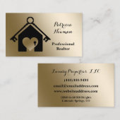 エレガント金ゴールドブラック不動産仲介業者名刺 名刺 (正面/裏面)