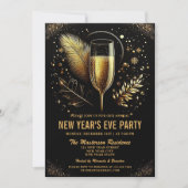 エレガント金ゴールドブラック新年のイブパーティの招待状 シーズンカード (正面)