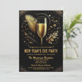 エレガント金ゴールドブラック新年のイブパーティの招待状 シーズンカード (スタンド正面)