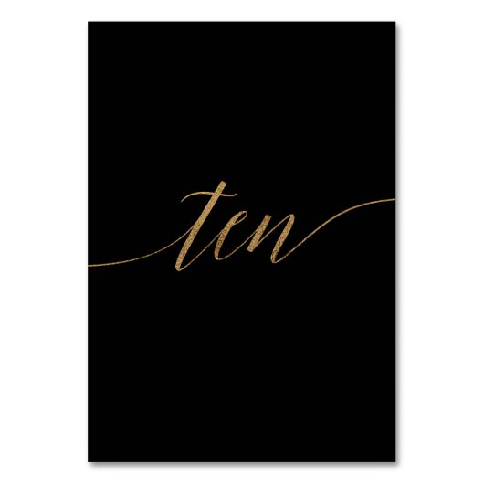 エレガント金ゴールドブラック書道10テーブル番号 テーブルナンバー (正面)