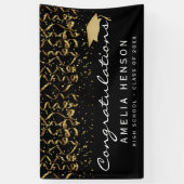 エレガント金ゴールドブラック紙吹雪大学院パーティー標識 横断幕 (縦)