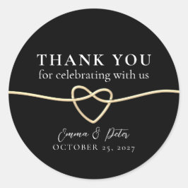 エレガント金ゴールドブラック結婚の感謝ステッカー ラウンドシール