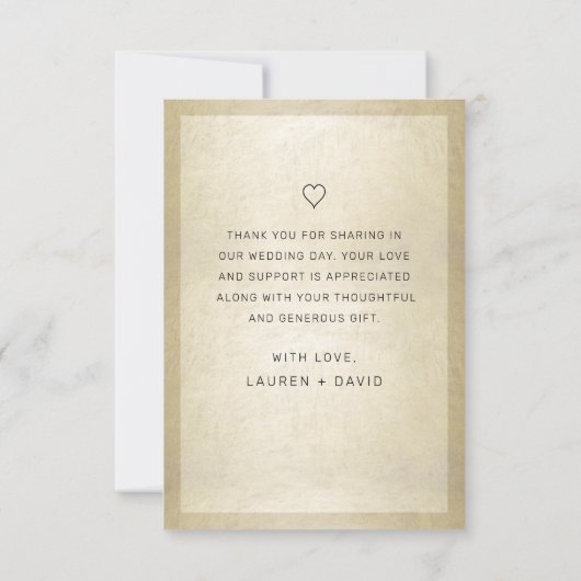 エレガント金ゴールドブラック結婚スクリプトの写真 サンキューカード (裏面)