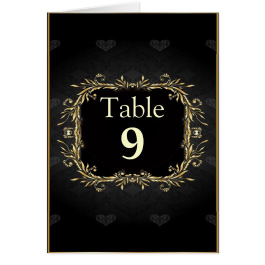 エレガント金ゴールドブラック結婚Regalのテーブル番号 (正面)