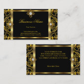 エレガント金ゴールドブラック黄金フローラ枠 名刺 (正面/裏面)