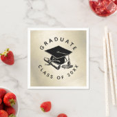 エレガント金ゴールドブラック2025年卒業証書クラス スタンダードカクテルナプキン (インサイチュ)