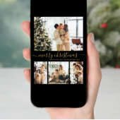 エレガント金ゴールドブラック4フォトコラージクリスマス シーズンカード