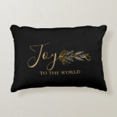 エレガント金ゴールドブラック・ジョイパーソナライズされた・クリスマス アクセントクッション (正面)