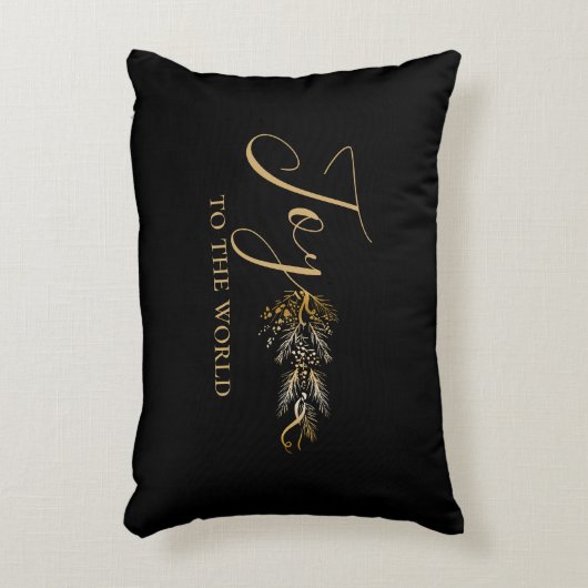 エレガント金ゴールドブラック・ジョイパーソナライズされた・クリスマス アクセントクッション (正面(垂直))