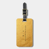 エレガント金ゴールドブラッシュメタモダンモノグラムカスタム ラゲッジタグ (正面縦)