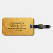エレガント金ゴールドブラッシュメタモダンモノグラムカスタム ラゲッジタグ (裏面横)
