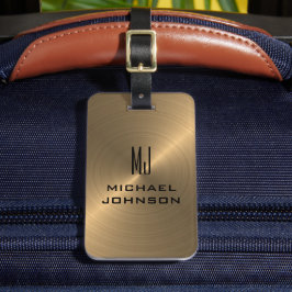 エレガント金ゴールドブラッシュメタルモノグラムのイニシャル ラゲッジタグ