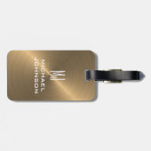 エレガント金ゴールドブラッシュメタルモノグラムのイニシャル ラゲッジタグ (裏面横)