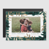 エレガント金ゴールドブランチ写真クリスマスカード (正面/裏面)