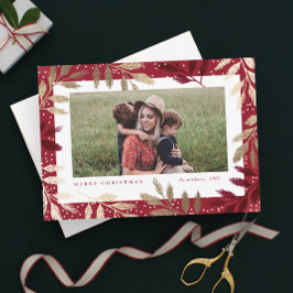 エレガント金ゴールドブランチ写真クリスマスカード