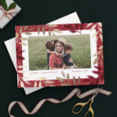 エレガント金ゴールドブランチ写真クリスマスカード