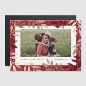 エレガント金ゴールドブランチ写真クリスマスカード (正面/裏面)