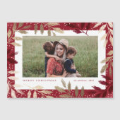 エレガント金ゴールドブランチ写真クリスマスカード (正面)