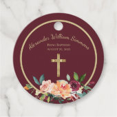 エレガント金ゴールドブルゴーニュフローラベビー《キリスト教》洗礼式や命名式 フェイバータグ (正面)