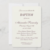 エレガント金ゴールドブルゴーニュフローラベビー《キリスト教》洗礼式や命名式 招待状 (裏面)