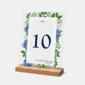 エレガント金ゴールドブルーアジサイ結婚ズモノグラム アクリルサイン (傾斜)