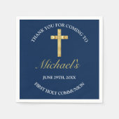 エレガント金ゴールドブルークロスファースト披露宴 スタンダードカクテルナプキン (正面)