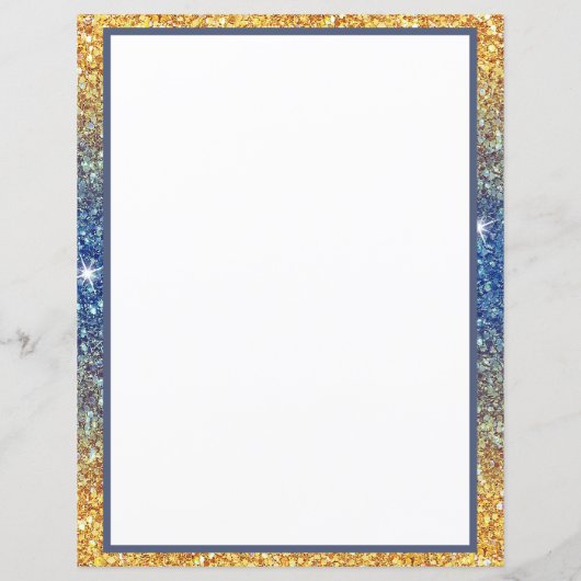 エレガント金ゴールドブルーグリッタースパークルパーソナライズされた (裏面)