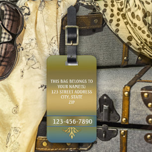 エレガント金ゴールドブルーグリーンストライプラゲージタグ ラゲッジタグ