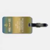 エレガント金ゴールドブルーグリーンストライプラゲージタグ ラゲッジタグ (裏面横)