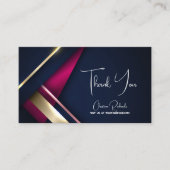 エレガント金ゴールドブルーピンクサンキューカード 名刺 (正面)