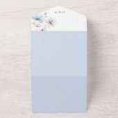 エレガント金ゴールドブルーフローラワイルドフラワーQR結婚の オールインワン招待状 (外側)