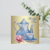 エレガント金ゴールドブルーブライダルティーパーティー 招待状 (スタンド正面)