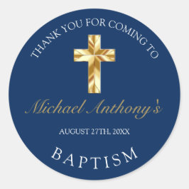 エレガント金ゴールドブルーベビーバプテスマ ラウンドシール