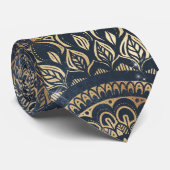 エレガント金ゴールドブルーマンダラフローラ ネクタイ (ロール)