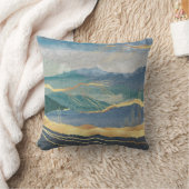 エレガント金ゴールドブルーランドスケープアート クッション (ブランケット)