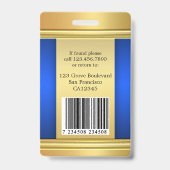 エレガント金ゴールドブルー従業員の写真IDバッジ バッジ (裏面)