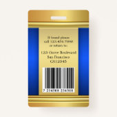 エレガント金ゴールドブルー従業員の写真IDバッジ バッジ (裏面)