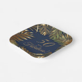 エレガント金ゴールドブルー50ファブラス誕生日 ペーパープレート (傾斜あり)