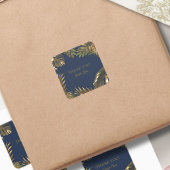 エレガント金ゴールドブルー50素晴らしい感謝 スクエアシール