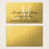 エレガント金ゴールドブ結婚ラック無料ドリンクカード (正面&裏面)