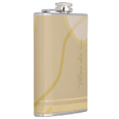 エレガント金ゴールドベージュ抽象芸術フローラルパターン フラスク (右)