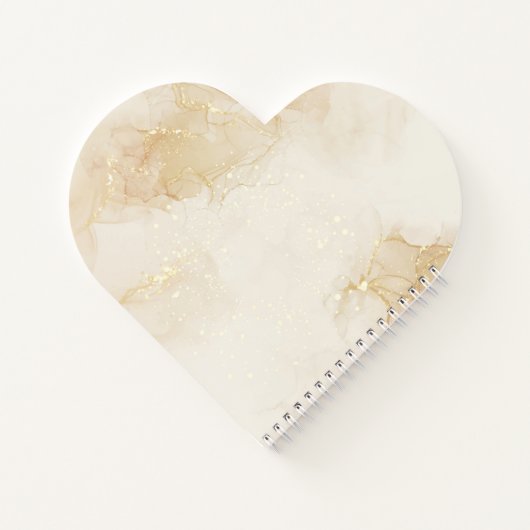 エレガント金ゴールドベージュ水色ハート形状スパイラル ノートブック (裏面)