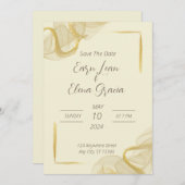 エレガント金ゴールドベージュ結婚式招待状 招待状 (正面/裏面)