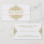 エレガント金ゴールドペイズリーオーナメント 名刺 (正面/裏面)