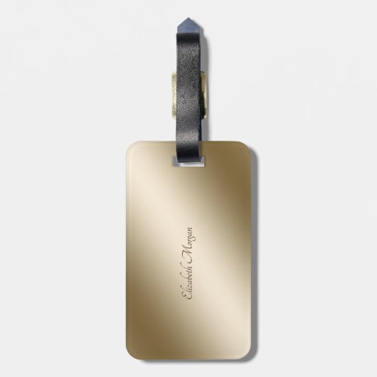 エレガント金ゴールドペイズリー象パーソナライズされた-A ラゲッジタグ (裏面縦)