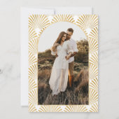 エレガント金ゴールドホワイトジオメトリックアールデコ結婚 サンキューカード (裏面)