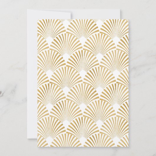 エレガント金ゴールドホワイトジオメトリックアールデコ結婚 サンキューカード (裏面)