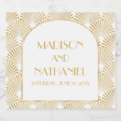 エレガント金ゴールドホワイトジオメトリックアールデコ結婚 スパークリングワインラベル (シングルラベル)