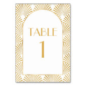 エレガント金ゴールドホワイトジオメトリックアールデコ結婚 テーブルナンバー (裏面)