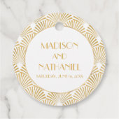 エレガント金ゴールドホワイトジオメトリックアールデコ結婚 フェイバータグ (裏面)